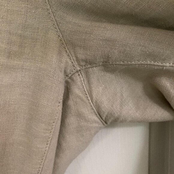 Soft Surroundings Farrah Khaki Grommet Ankle Linen Elastic Waist Pants Large - Picture 7 of 8